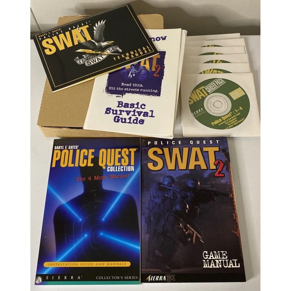 Sierra Collectors Series Police Quest and SWAT2 Computer Game Set Manuals 6 Disc - Picture 1 of 12